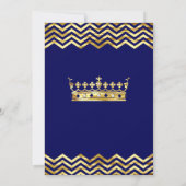 Birthday Party Navy Blue Gold Crown Zickzack Einladung (Rückseite)