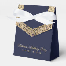 Birthday Party Navy Blue Gold Rose Klassisches Skr