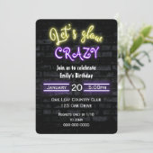 Birthday Party Neon Sign on Bridge Einladung (Stehend Vorderseite)