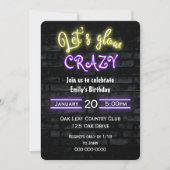 Birthday Party Neon Sign on Bridge Einladung (Vorderseite)