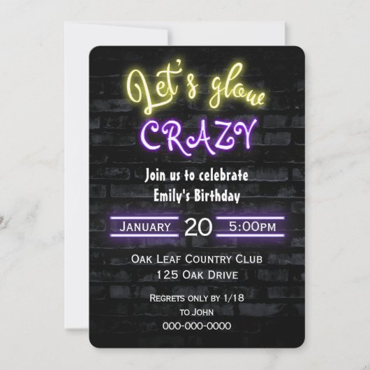 Birthday Party Neon Sign on Bridge Einladung (Vorderseite)