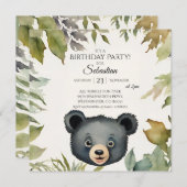 Birthday Party niedlich Bear Woodland Einladung (Vorne/Hinten)