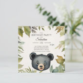 Birthday Party niedlich Bear Woodland Einladung (Stehend Vorderseite)