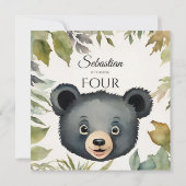 Birthday Party niedlich Bear Woodland Einladung (Rückseite)