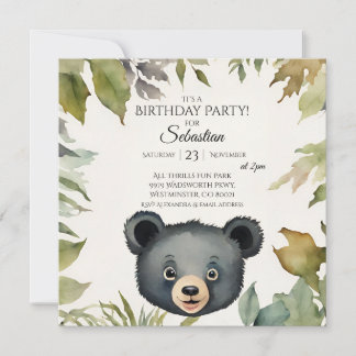 Birthday Party niedlich Bear Woodland Einladung