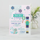 Birthday Party Nutcracker Toy Christmas Blue Mint Einladung (Stehend Vorderseite)