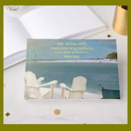 Birthday Party Ocean Beach Chairs Real Gold Fossil Gästebuch