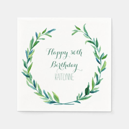 Birthday Party Olive Leaf Laurel Wreath Modern Serviette (Vorderseite)