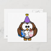 Birthday Party Owl Postkarte (Vorne/Hinten)