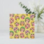 Birthday Party Owl Regenbogen Muster Einladung (Stehend Vorderseite)