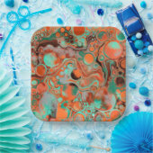 Birthday Party Paper von Orange und Brown Abstrakt Pappteller (Party)