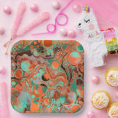 Birthday Party Paper von Orange und Brown Abstrakt Pappteller (Party)
