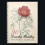 Birthday Party Peony Custom GuestBook Notizblock<br><div class="desc">Das Gästebuch zum 90. Geburtstag mit Vintagen Botanischen Wasserfarben von Peony von Pierre-Joseph Redouté. Sie können Textfarbe, Schriftart, Größe und Position leicht ändern, indem Sie auf die Schaltfläche Anpassen klicken. Verfügbar in Hartbedeckung. Entsprechende Einladung zum 90. Geburtstag. — "Pierre-Joseph Redouté (10. Juli 1759 in Saint-Hubert, Belgien - 19. Juni 1840...</div>