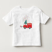 Birthday Party personalisiert Red Fire Truck Kleinkind T-shirt (Vorderseite)