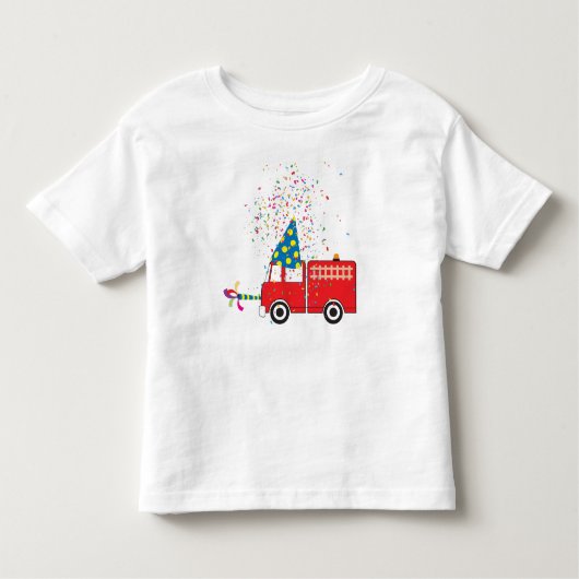 Birthday Party personalisiert Red Fire Truck Kleinkind T-shirt (Vorderseite)