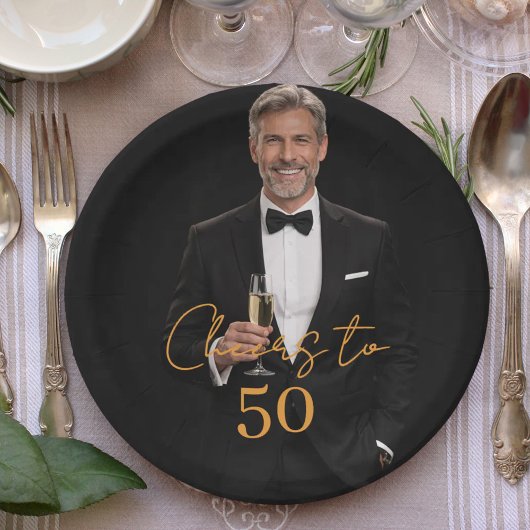 Birthday party photo cheers gold pappteller