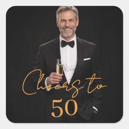 Birthday party photo cheers gold quadratischer aufkleber (Vorderseite)