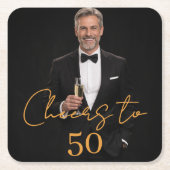 Birthday party photo cheers gold rechteckiger pappuntersetzer (Vorderseite)