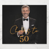 Birthday party photo cheers gold schaumweinetikett (Einzelnes Label)