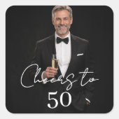 Birthday party photo cheers quadratischer aufkleber (Vorderseite)