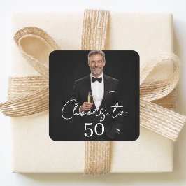 Birthday party photo cheers quadratischer aufkleber