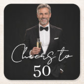 Birthday party photo cheers rechteckiger pappuntersetzer (Vorderseite)