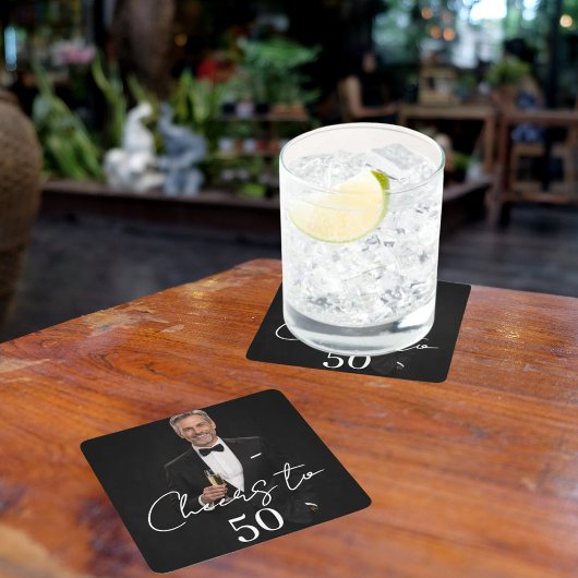 Birthday party photo cheers rechteckiger pappuntersetzer