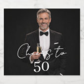 Birthday party photo cheers schaumweinetikett (Einzelnes Label)