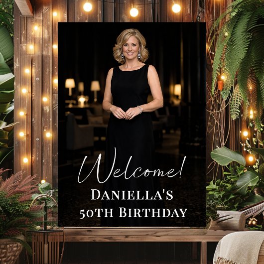 Birthday party photo elegant welcome poster