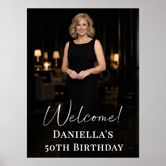 Birthday party photo elegant welcome poster (Vorne)