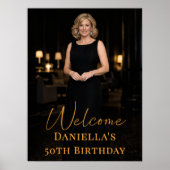 Birthday party photo gold elegant welcome poster (Vorne)