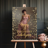 Birthday party photo gold font welcome poster