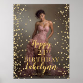 Birthday party photo gold font welcome poster (Vorne)