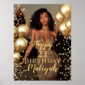 Birthday party photo gold font welcome poster (Vorne)