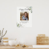 Birthday Party Photo Pretty Botanical Any Age Poster (Küche)