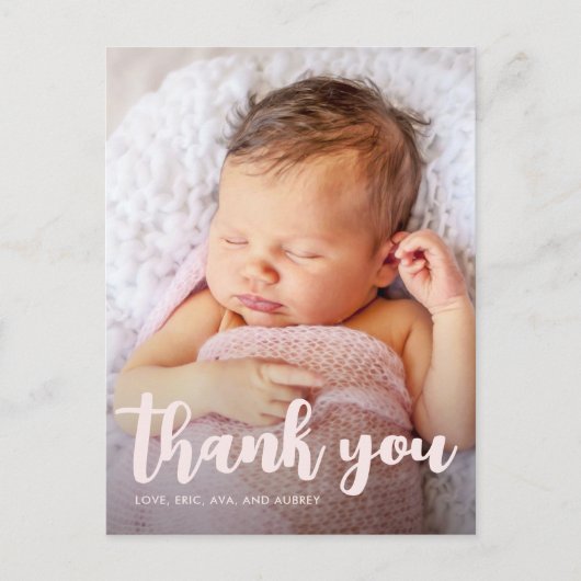 Birthday Party Pink Vielen Dank, Script Full Foto Postkarte (Vorderseite)