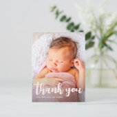 Birthday Party Pink Vielen Dank, Script Full Foto Postkarte (Stehend Vorderseite)