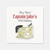 Birthday Party Pirate Map Whimsical Personalisiert Serviette (Vorderseite)