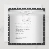 Birthday Party Polka Dot Schwarz-weiß Diamond Einladung (Rückseite)