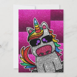 Birthday Party Rainbow Glitzer Unicorn Einladung