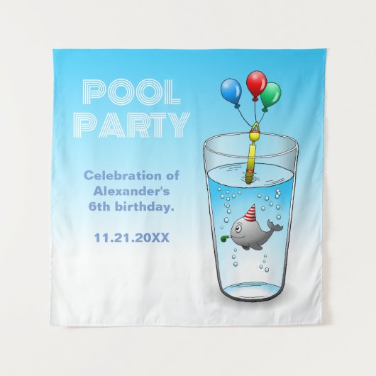 Birthday Party ready Whale Wandteppich (Vorderseite)