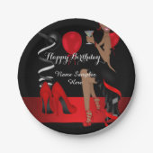 Birthday Party Red Black Shoe High Heels Ethnisch Pappteller (Vorderseite)