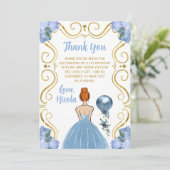 Birthday Party Red Hair Princess Blue Dankeskarte (Stehend Vorderseite)