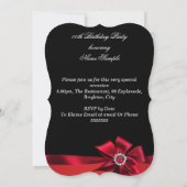 Birthday Party Red Pearl Diamond Bow Einladung (Rückseite)