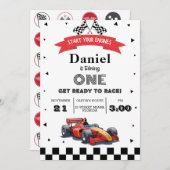 Birthday Party Red Race Car Einladung (Vorne/Hinten)
