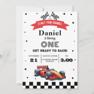 Birthday Party Red Race Car Einladung