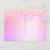 Birthday Party Regenbogen Glitzer rosa Save the Da Postkarte (Rückseite)
