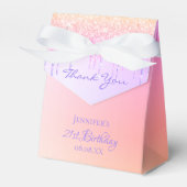 Birthday Party rosa lila Glitzer vielen Dank Geschenkschachtel (Vorderseite)