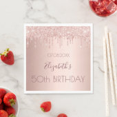 Birthday party rose gold drips pink luncheon serviette (Beispiel)