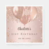 Birthday party rose gold glitter balloons luncheon serviette (Vorderseite)